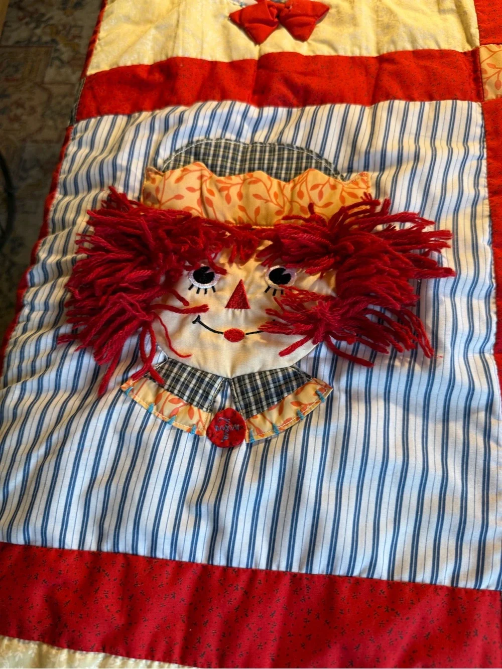 VTG Applause Raggedy Ann & Andy 3D Applique Reversible Quilt Blanket